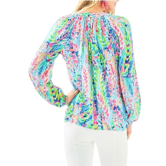Lilly Pulitzer Martinique Blouse Catch The Wave Print - Picture 2 of 12